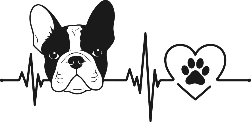 French Bulldog Heartbeat line Free SVG File for Members – Dog Paw and heartwave clipart
