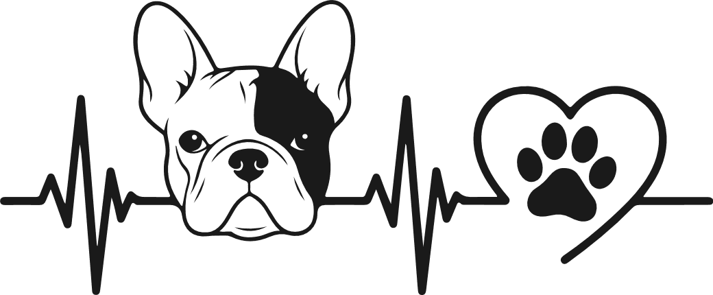 Dog Paw Heart wave and French Bulldog Free SVG File for Members – heartbeat clipart image
