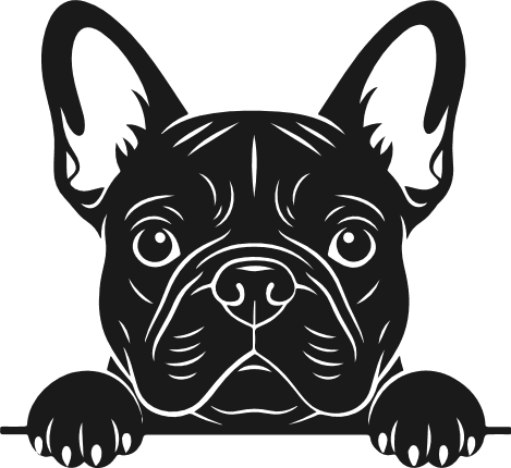 French Bulldog Peeking over a surface silhouette Free SVG File for Members – French Bulldog Clipart