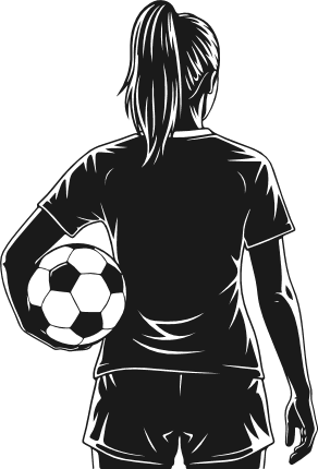 Soccer Girl Player Back pose silhouette Free SVG File for Members - sports clipart