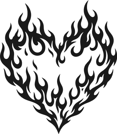 Fire Heart silhouette Free SVG File for Members – Love Flame Symbol clipart image