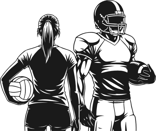 Football Boy and Volleyball Girl Free SVG File for Members – sports couple clipart