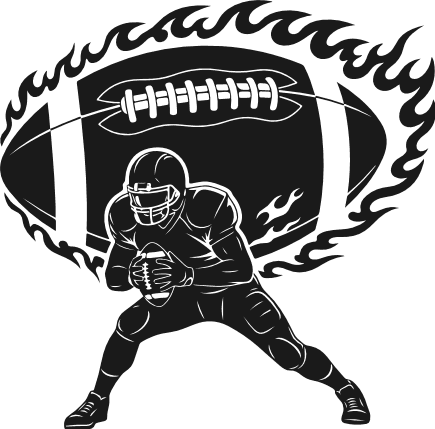 American Football Player and Flaming Ball background Free SVG File – Football Clipart
