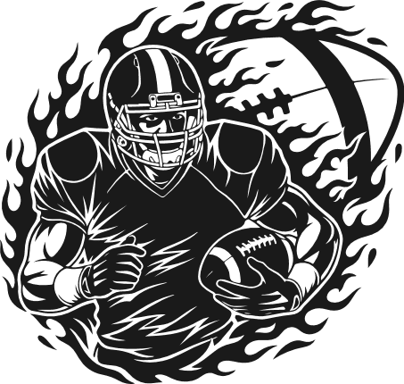 Flaming American Football Player Free SVG File – Football Clipart
