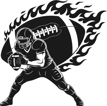 Football Player and Flaming Ball background Free SVG File – Football Player Clipart