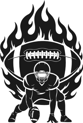Football player with flaming ball background Free SVG File for Members – Football Clipart