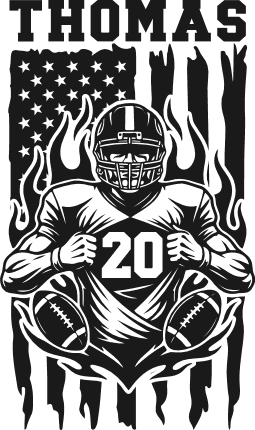 American Flag and Football Player Free SVG File for Members – Customized Sports SVG