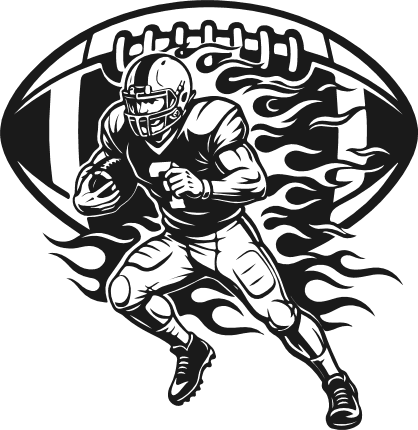 Running Football player with flaming ball background Free SVG File for Members – Football Clipart