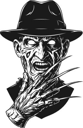 Creepy character with a fedora hat and clawed fingers Free SVG File – Freddy Krueger clipart