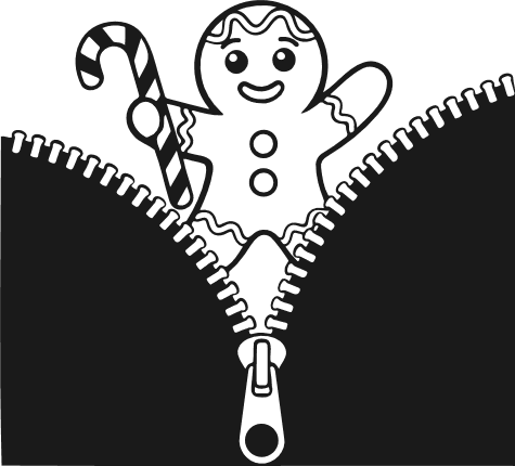 Gingerbread Man Peeking from Zipper Free SVG File – Christmas clipart