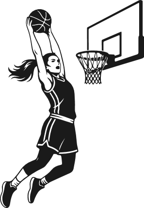 Female Basketball Player Dunk Free SVG File for Members – Basketball Clipart