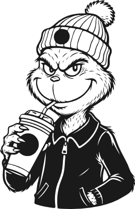 A cartoon character with beanie, drinking coffee Free SVG File for Members – winter character clipart