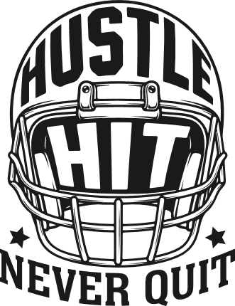 Hustle Hit Never Quit Free SVG File for Members – Motivational football tshirt design