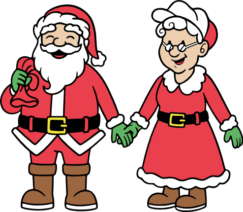 Santa Claus and Mrs. Claus holding hands Free SVG File for Members – Christmas Couple clipart