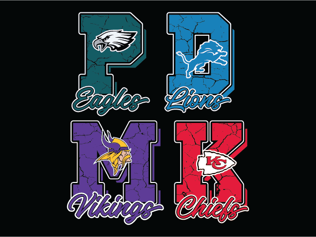 PDMK, Eagles, Lions, Vikings, Chiefs Free SVG File for Members – American football team mascot svg