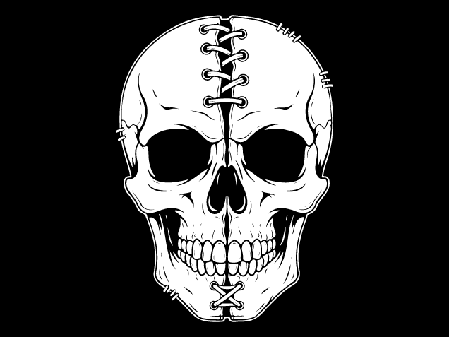 Creepy Stitched Skull Free SVG File for Members – Halloween Clipart image
