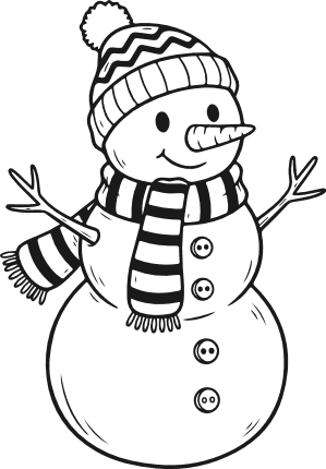 Cute Snowman wearing a scarf and hat Free SVG File for Members - snowman clipart