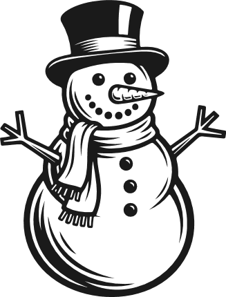 Snowman with tall top hat and scarf Free SVG File for Members – snowman clipart