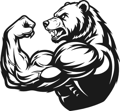 Strong Bear flexing his muscles Free SVG File for Members – gym bear clipart