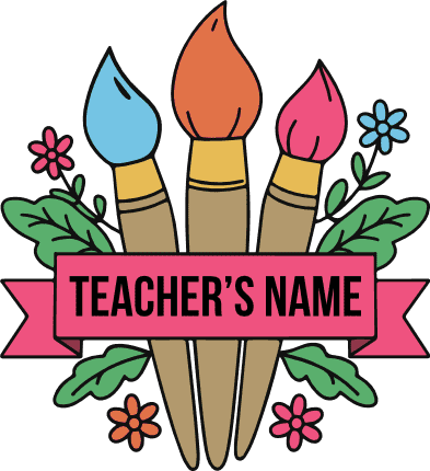 Paint brushes with customizable name banner Free SVG File for Members – gift for teacher