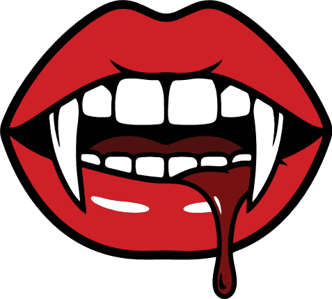Vampire Lips with fangs, dripping blood Free SVG File for Members – Halloween Spooky clipart