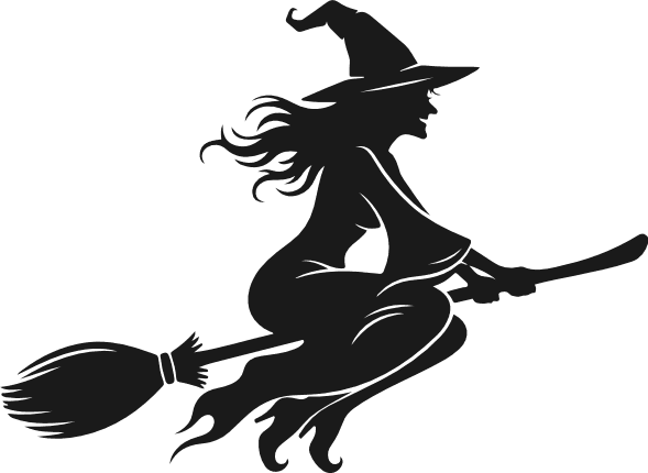 Witch Flying on broom silhouette Free SVG File for Members - Halloween clipart