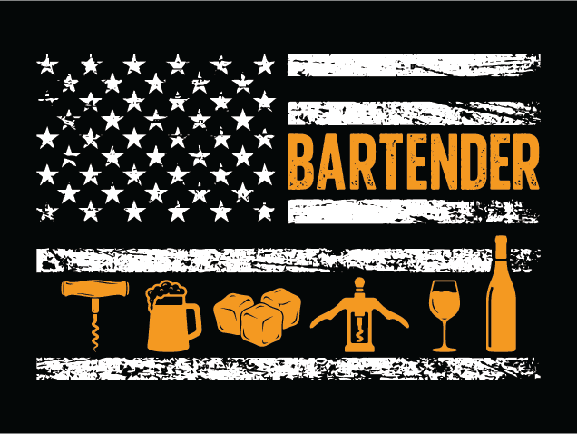 Bartender sign Free SVG File for Members – USA Flag, Bartender tshirt design