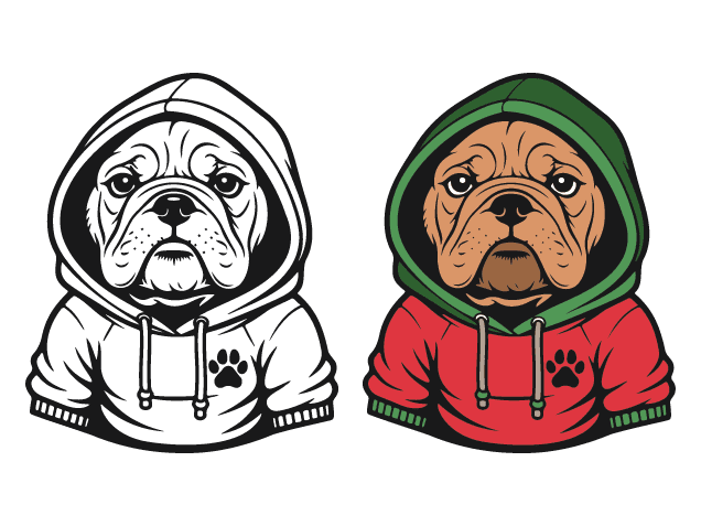 Cool French Bulldog wearing a hoodie Free SVG File for Members – French Bulldog clipart