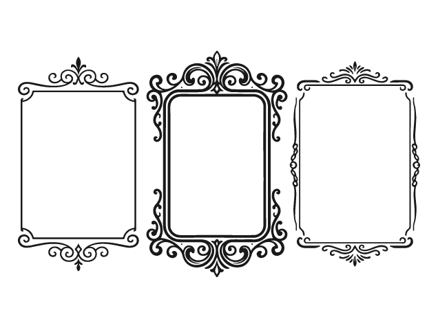 Decorative Swirly Border Frame Free SVG File bundle for Members - Vintage frame clipart