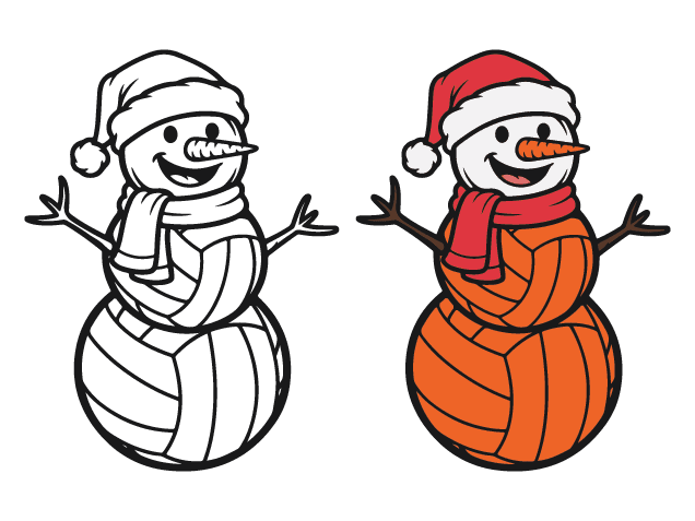 Volleyball Snowman wearing a santa hat Free SVG File for Members – Snowman volleyball clipart