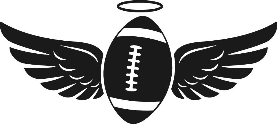 Football With Wings and halo silhouette Free SVG File – sports memorial clipart