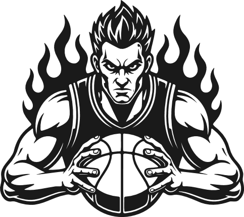 Basketball Player on fire Free SVG File for Members – flaming basketball player clipart