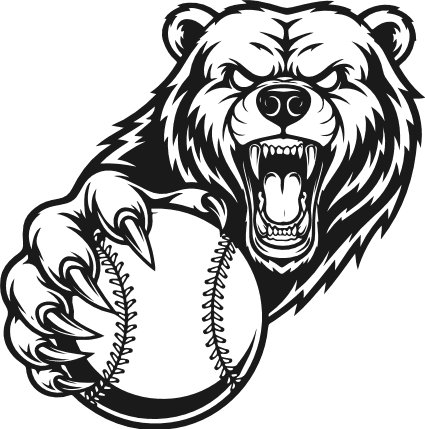 Angry roaring bear gripping a baseball Free SVG File for Members – baseball clipart