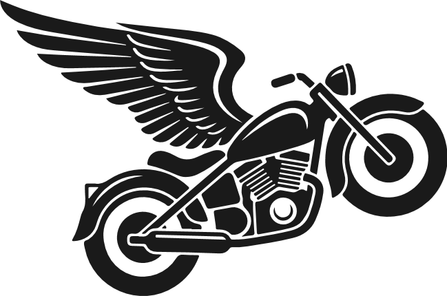 Winged motorcycle silhouette Free SVG File for Members – Bike with wings clipart