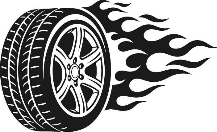 Wheel on Fire Silhouette Free SVG File – Flaming Tire clipart