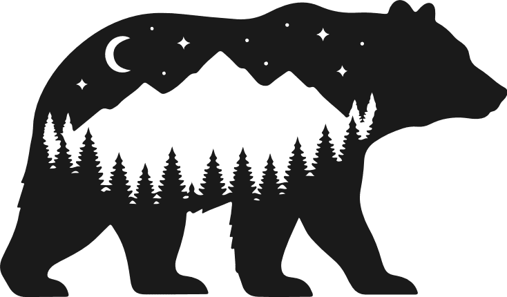 Grizzly Bear with Mountain Landscape Free SVG File for Members - Wildlife bear clipart