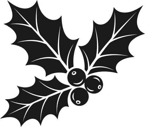 Holly Berry leaves silhouette Free SVG File – Christmas holly leaf clipart