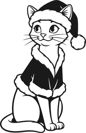 Cute Cat in Santa Claus costume Free SVG File for Members – Christmas cat clipart