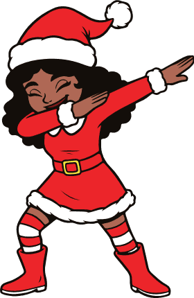 Cheerful Black Girl Dabbing in a Santa outfit Free SVG File for Members – Christmas Girl clipart