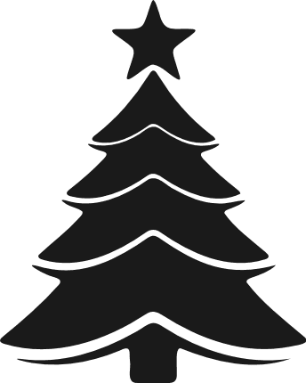 Christmas Tree Silhouette Free SVG File – Tree with Star clipart image