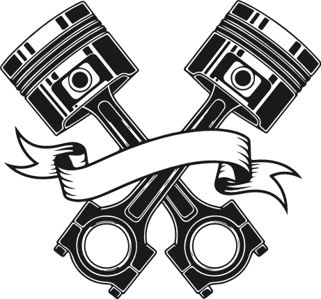 Crossed Pistons and blank ribbon Free SVG File – Automotive parts, Engine piston clipart image