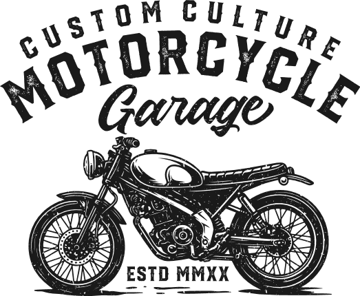 Custom Culture Motorcycle Garage Free SVG File for Members – Vintage Biker Shop Logo