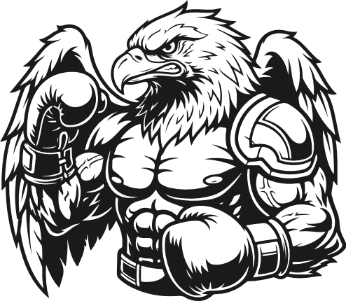 Fierce Armored Bird Mascot Free SVG File – muscular eagle character with boxing gloves clipart