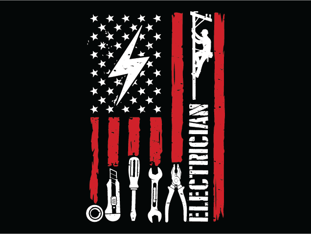 Electrician sign, American Flag Free SVG File for Members – Gift for electrician