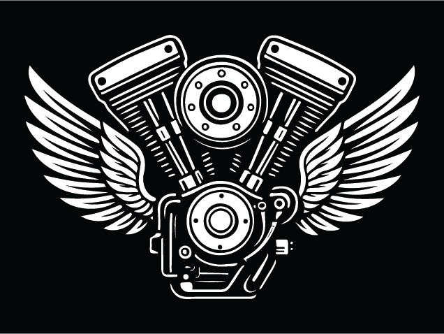 Motorcycle Engine with Wings Free SVG File for Members – Motorbike Engine clipart