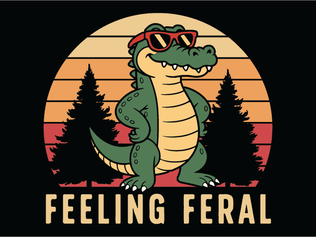 Feeling Feral Free SVG File for Members – Funny kids tshirt design with alligator