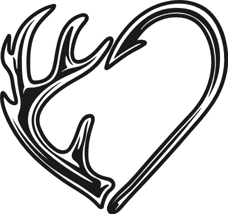 Fishing Hook and Antlers Heart Free SVG File for Members – Hunting clipart