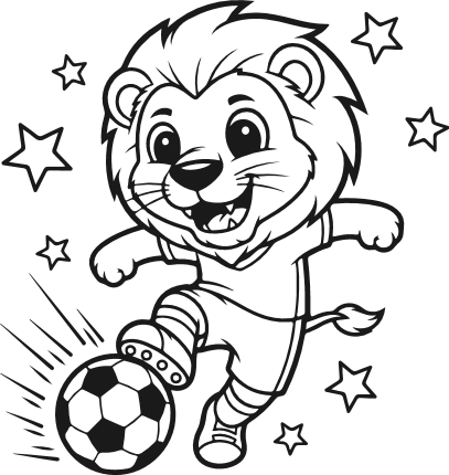 Cute Cartoon Lion playing soccer Free SVG File for Members – Soccer Lion Mascot clipart