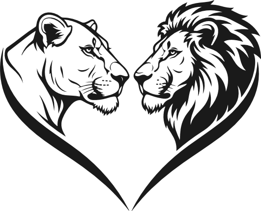 Lion and Lioness Heart Free SVG File for Members – wildlife couple clipart