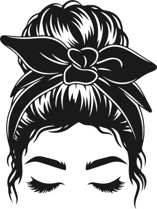 Messy Bun with headband Free SVG File for Members – Trendy Bandana Woman clipart